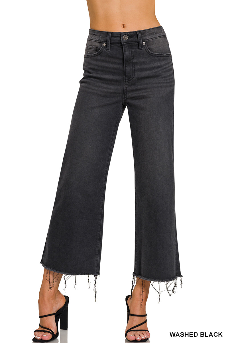 High Rise Washed Black Cropped Jean
