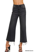 High Rise Washed Black Cropped Jean