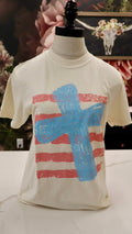 Oversized Cross w/ Coral Stripes Tee