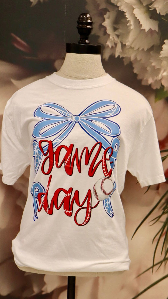 Game Day Baseball Coquet Bow CC Tee