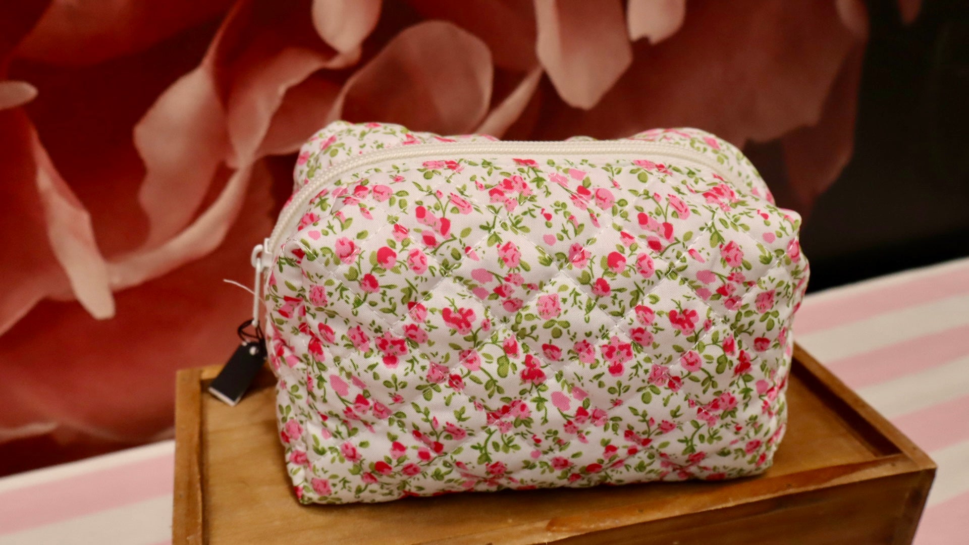 Floral Quilted Cosmetic Pouch