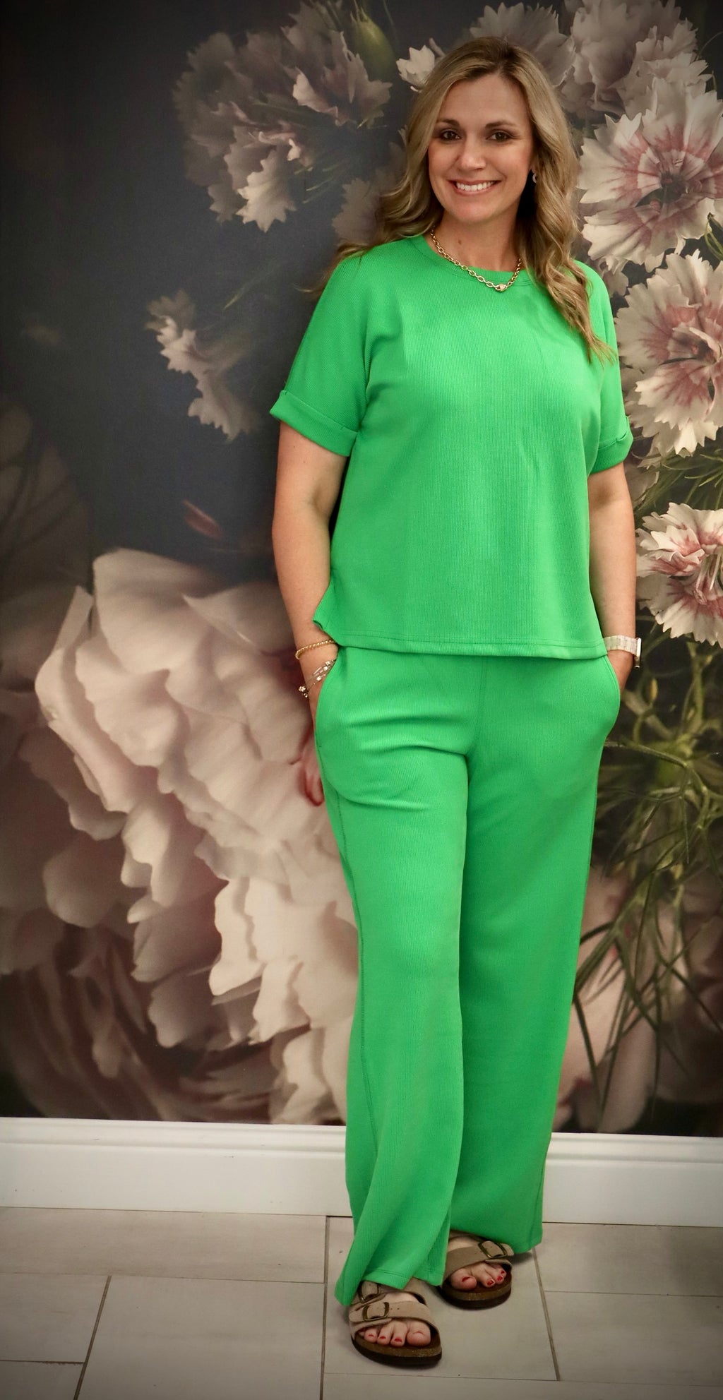 Luxe Rib Lounge Tee | Green Pop