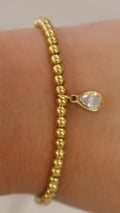 Charm Bar Beaded Bracelet | Gold