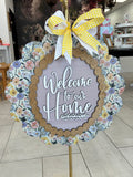 WELCOME TO OUR HOME SCALLOPED SIGN