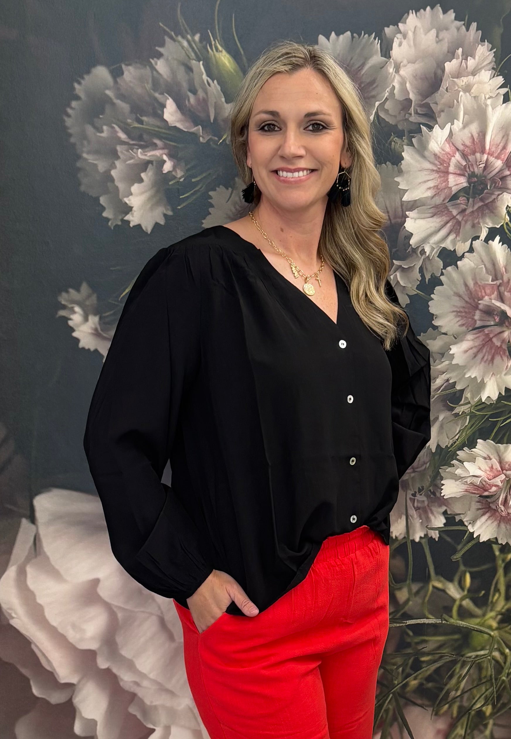 Flowy Button Front Shirt