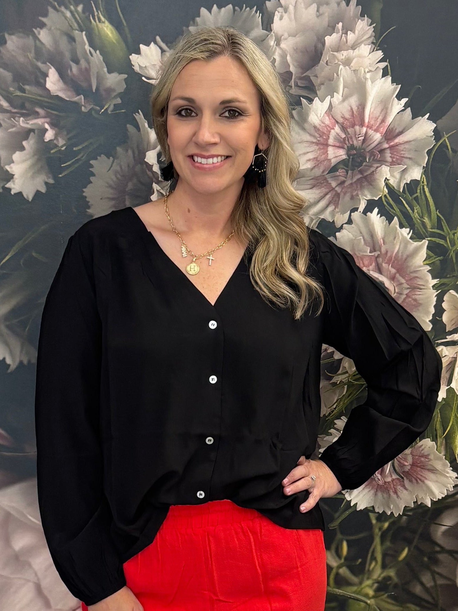 Flowy Button Front Shirt
