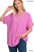 Zenana Split Airflow Short Sleeve Top
