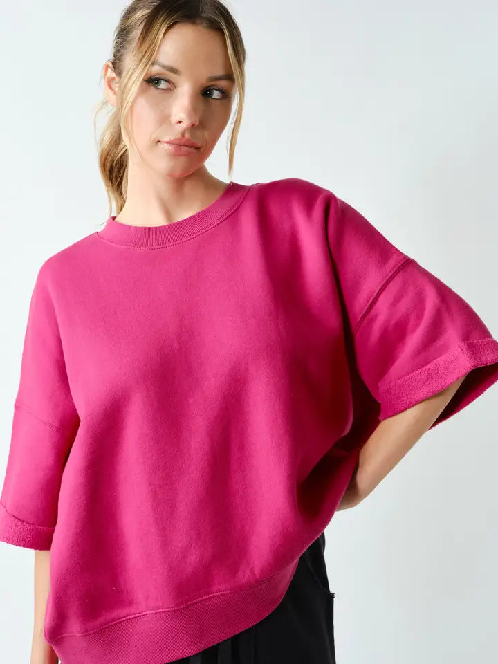 Malibu Drop Shoulder Top | Plum Pink