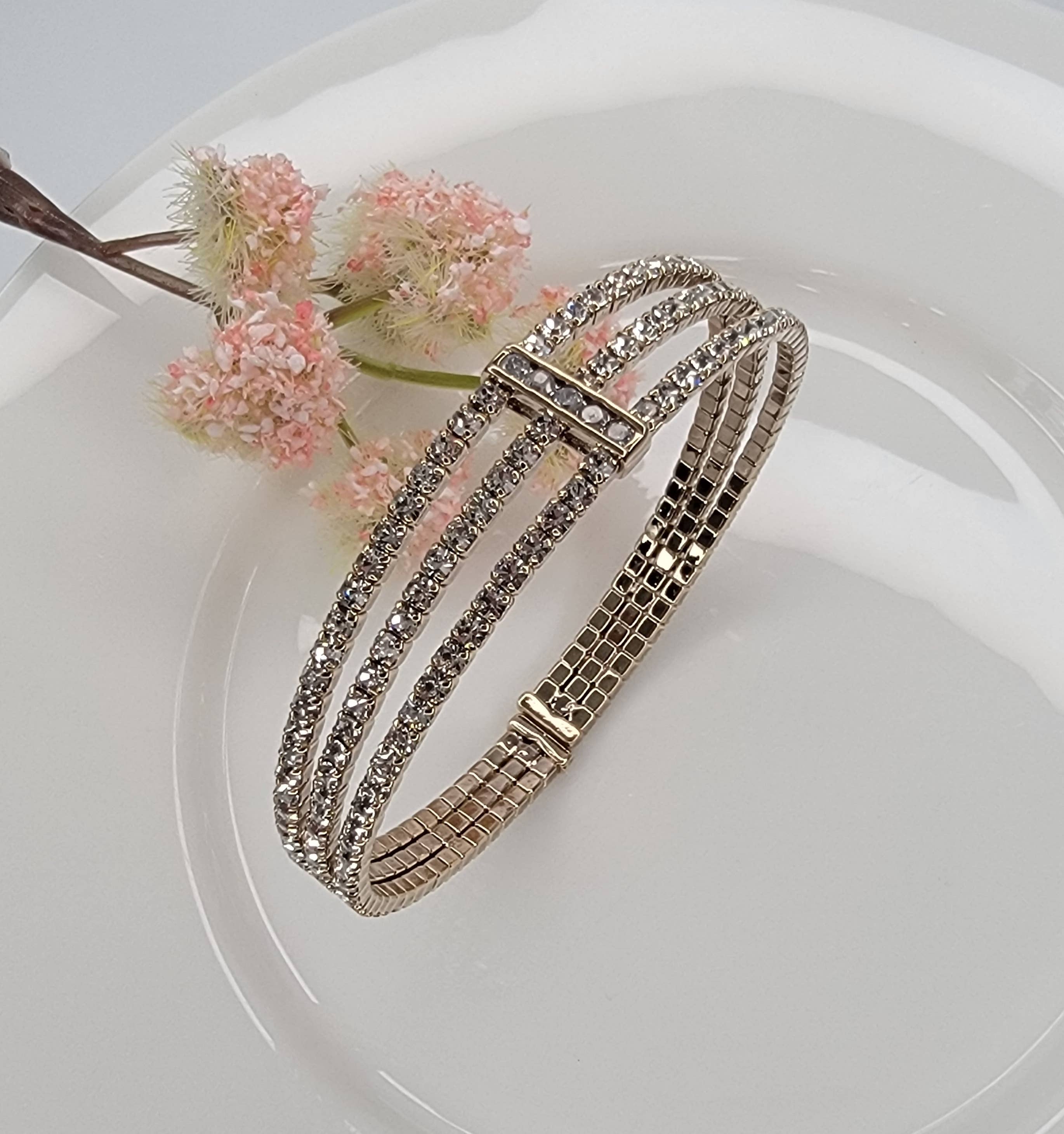 Triple Layer Rhinestone Bracelet