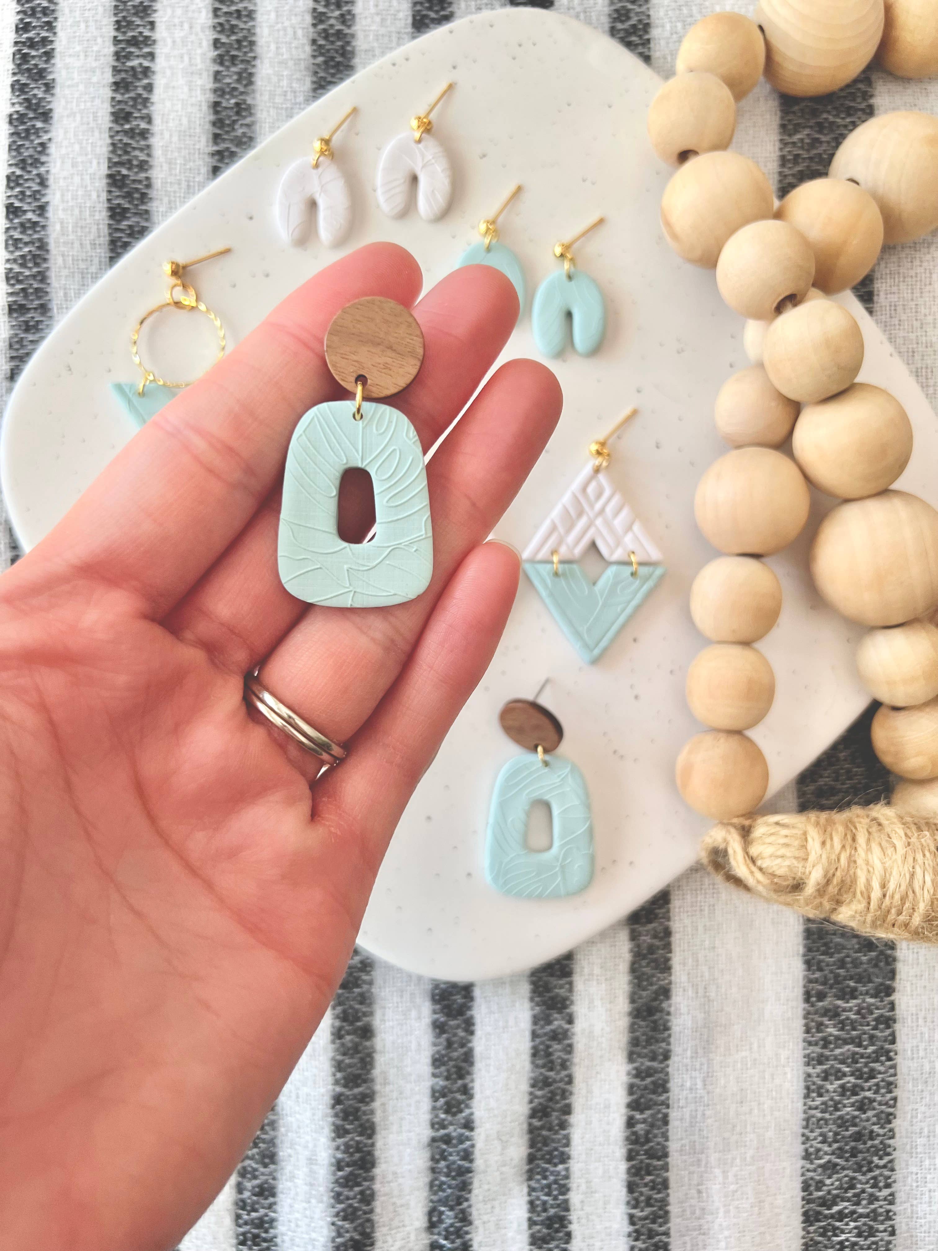 Monstera Leaf Clay Earrings