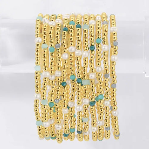 3mm Beaded Stretch Bracelet w/ Pearls/Crystals