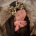 Leopard Bow Baby Girl Hat