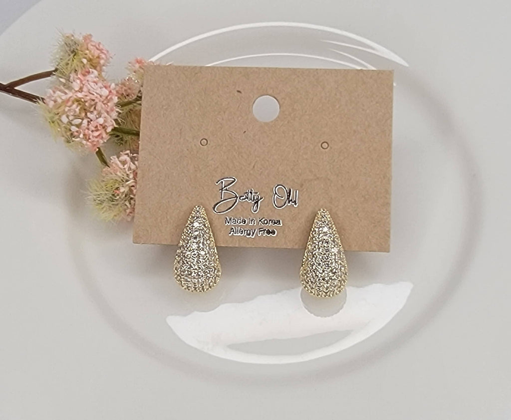 CZ Teardrop Post Earrings