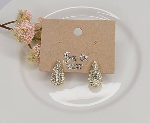 CZ Teardrop Post Earrings