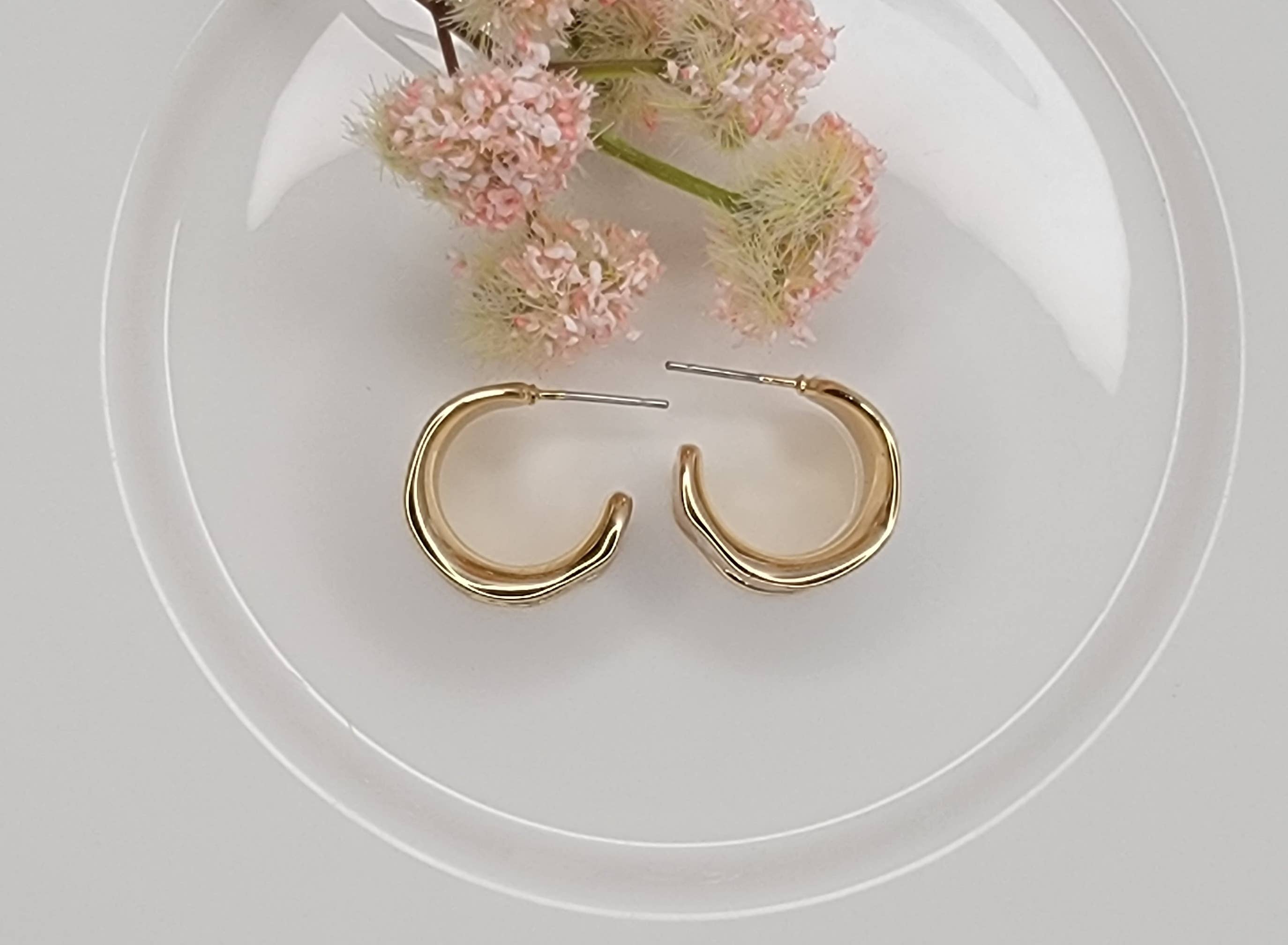 White & Gold Hoop Earrings