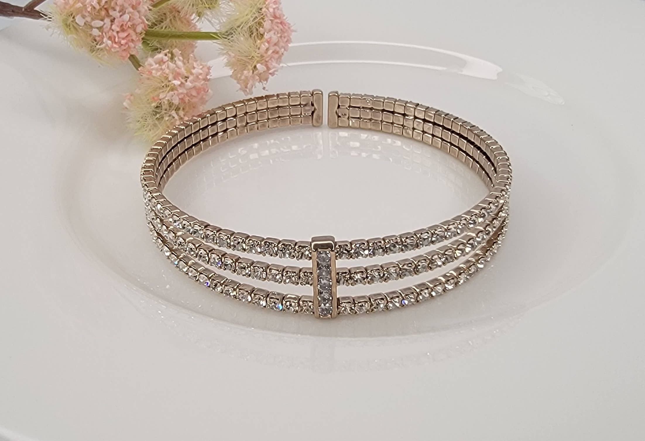Triple Layer Rhinestone Bracelet