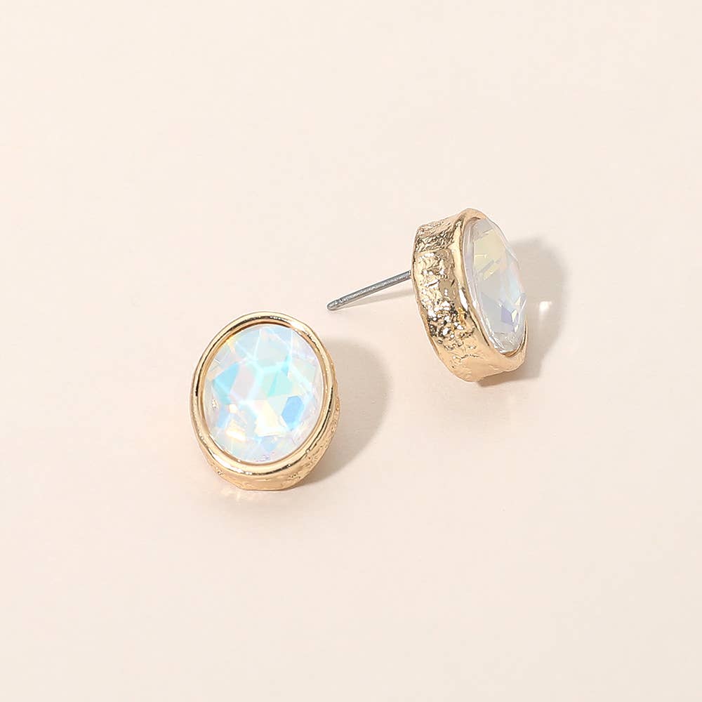 Cushion Cut Oval Stone Stud Earrings