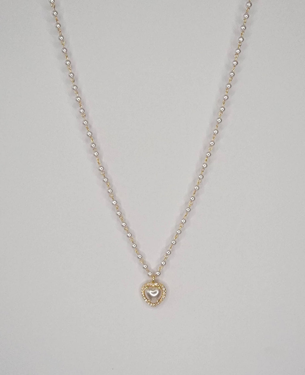 Pearl Charm w/ CZ Pendant Necklace