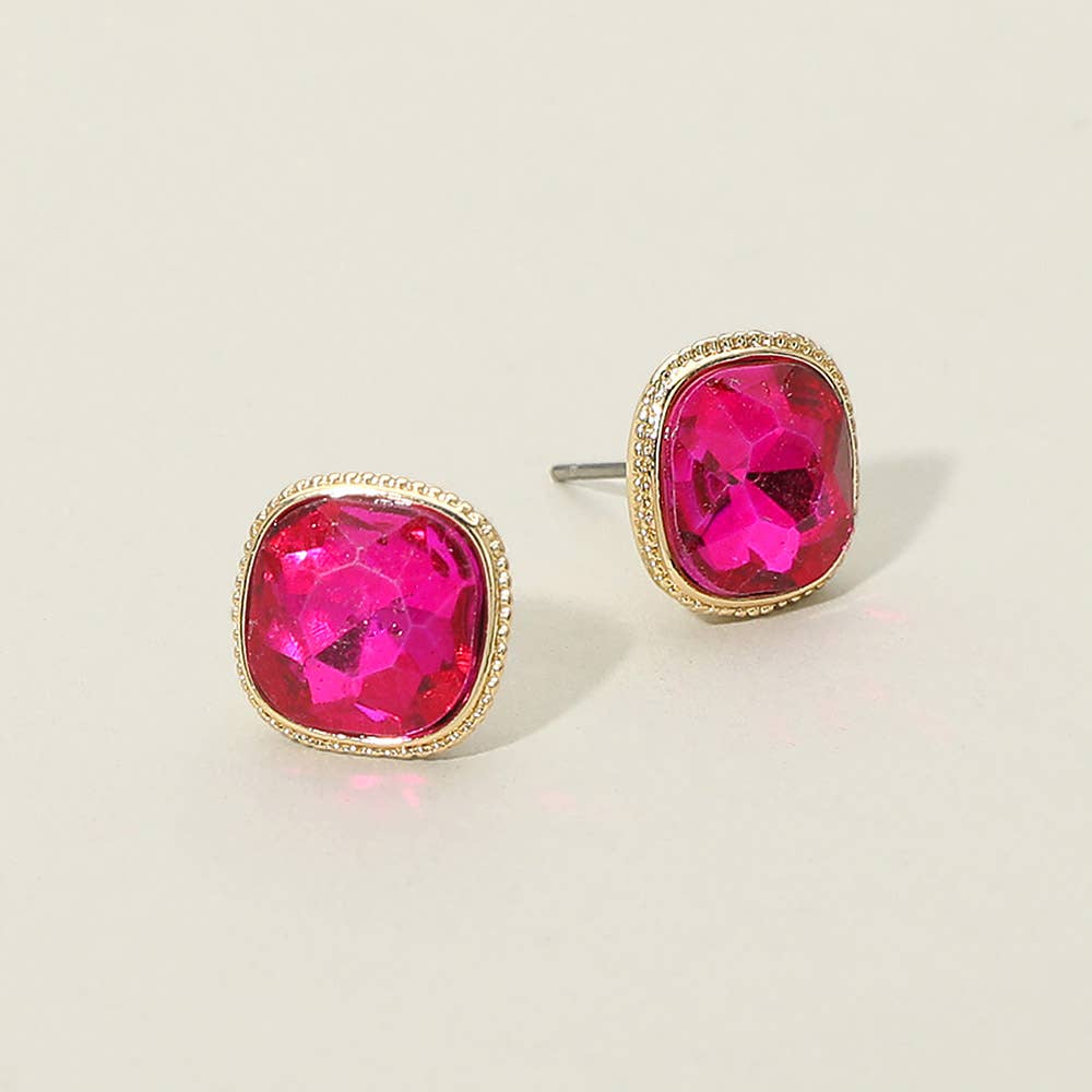 Cushion-Cut Iridescent Stud Earrings