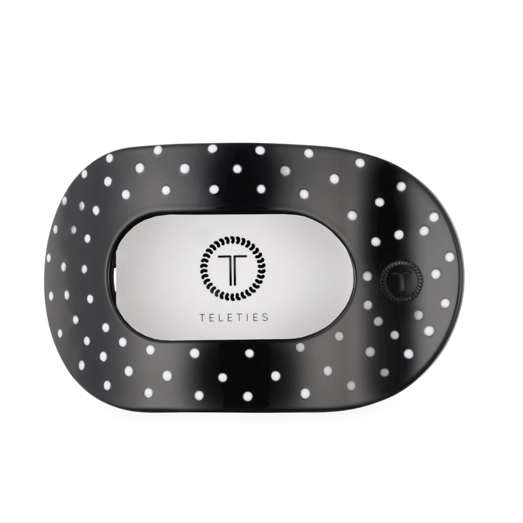 Black Polka Dot Flat Round Hair Clip| Large