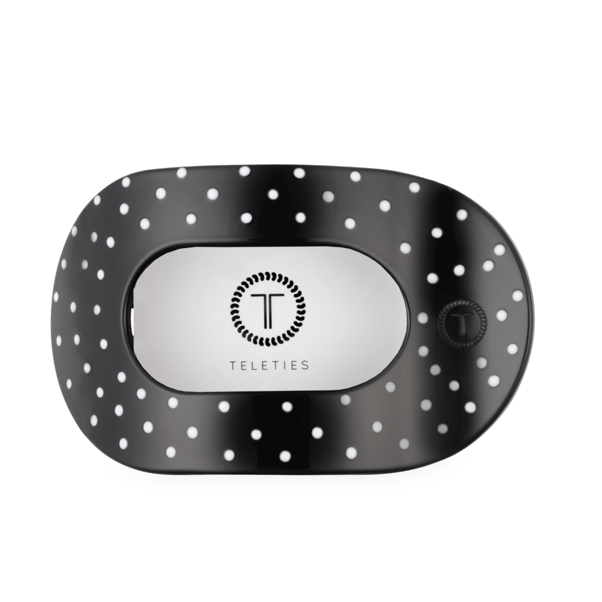 Black Polka Dot Flat Round Hair Clip| Large