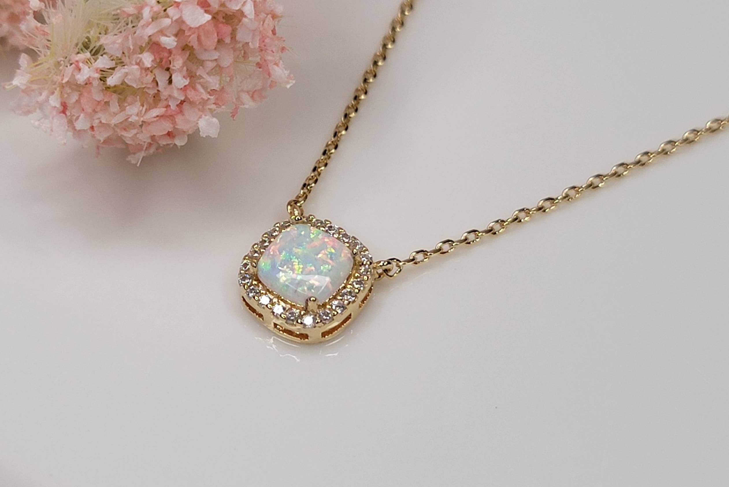 Opal/Gold Stone Necklace
