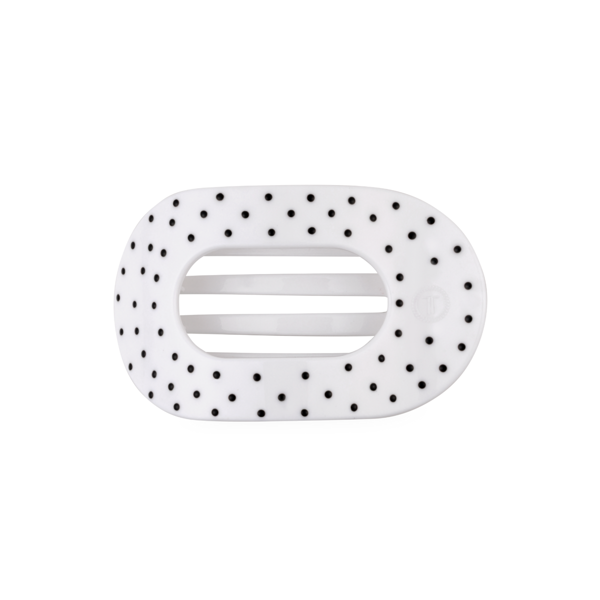 White Polka Dot Flat Round Hair Clip| Medium