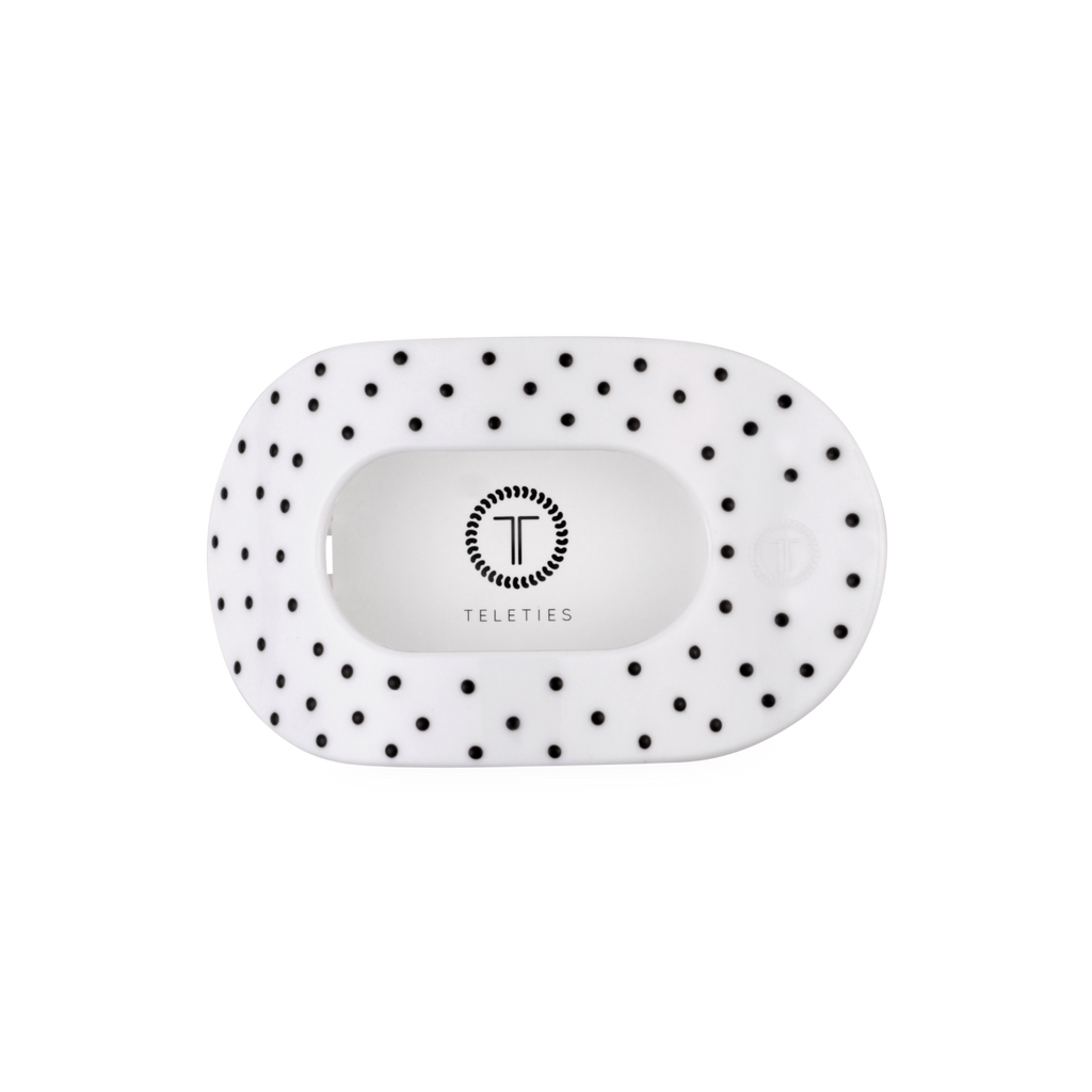 White Polka Dot Flat Round Hair Clip| Medium