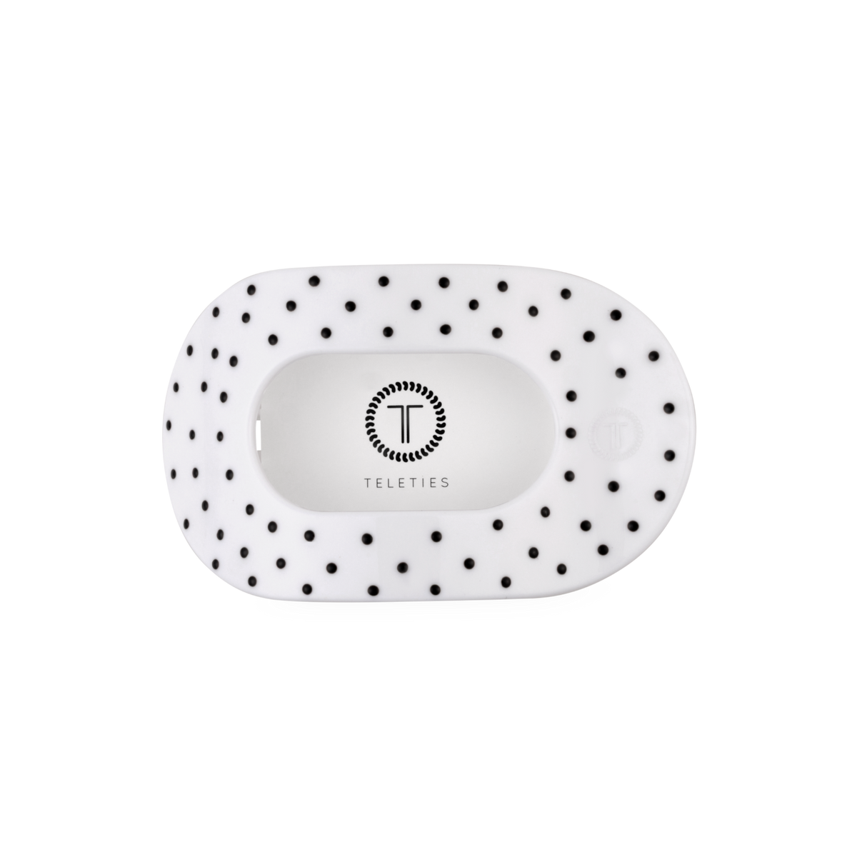 White Polka Dot Flat Round Hair Clip| Medium