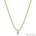 Gold Beaded Chain with Teardrop Rhinestone Necklace