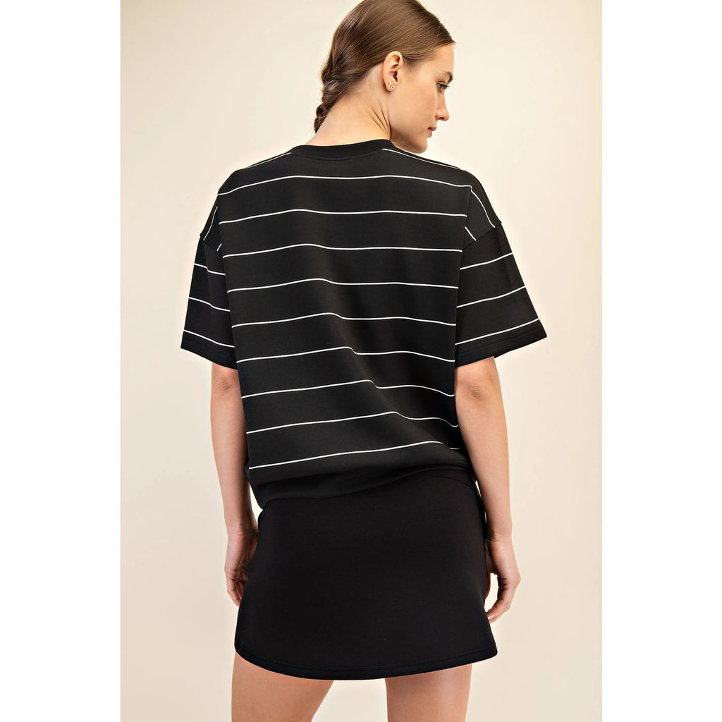 Scuba SS Striped Top | Black/Cream