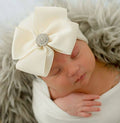 Antique Cream Bow w/ Rhinestone Center