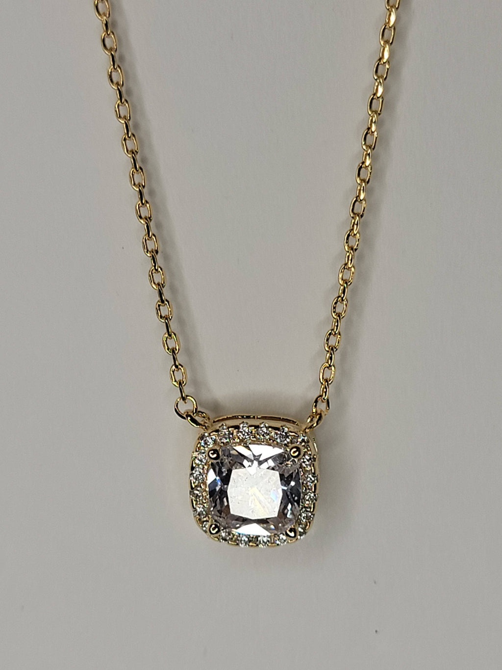 Cubic Zirconia Square Baguette Necklace
