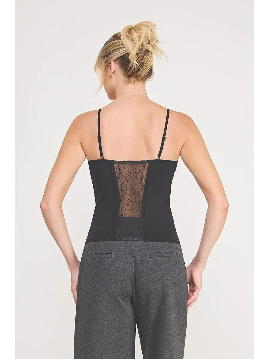 Cami w/ Floral Lace Back Panel