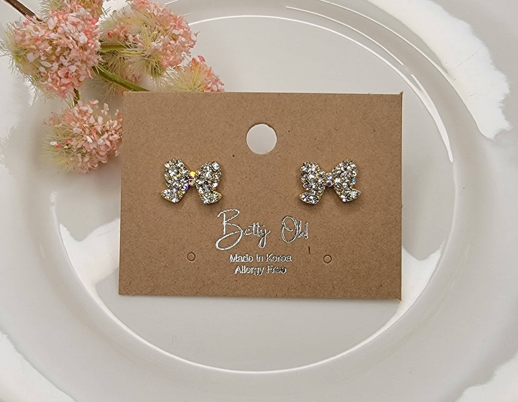 Small Bow Crystal Earrings