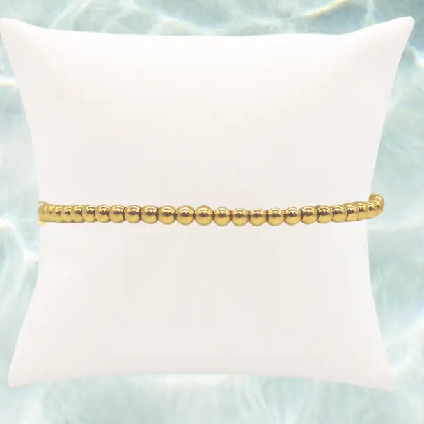Charm Bar Beaded Bracelet | Gold