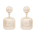 Worn Gold Stud w/ Square Drop Earring