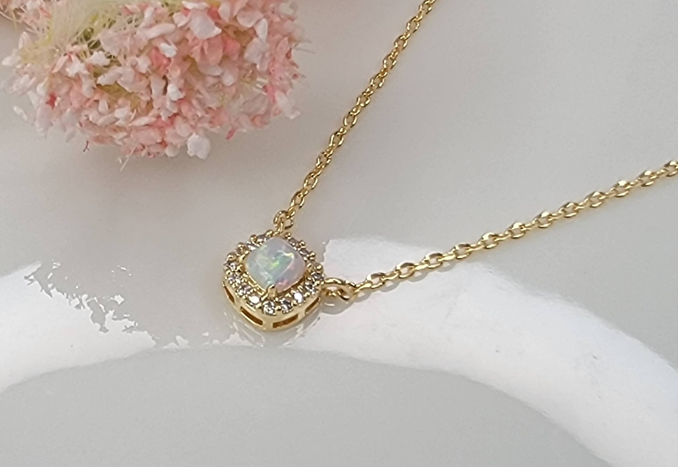 Opal/Gold Stone Necklace