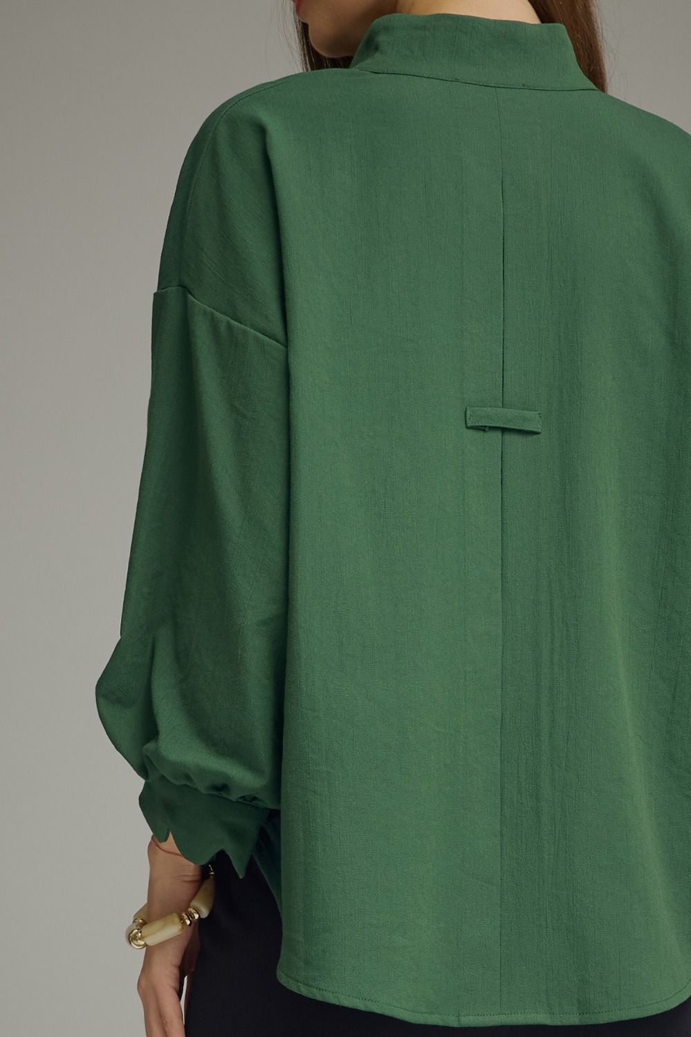 Scalloped Hunter Green Blouse