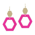 Hot Pink Open Hexagon Earring