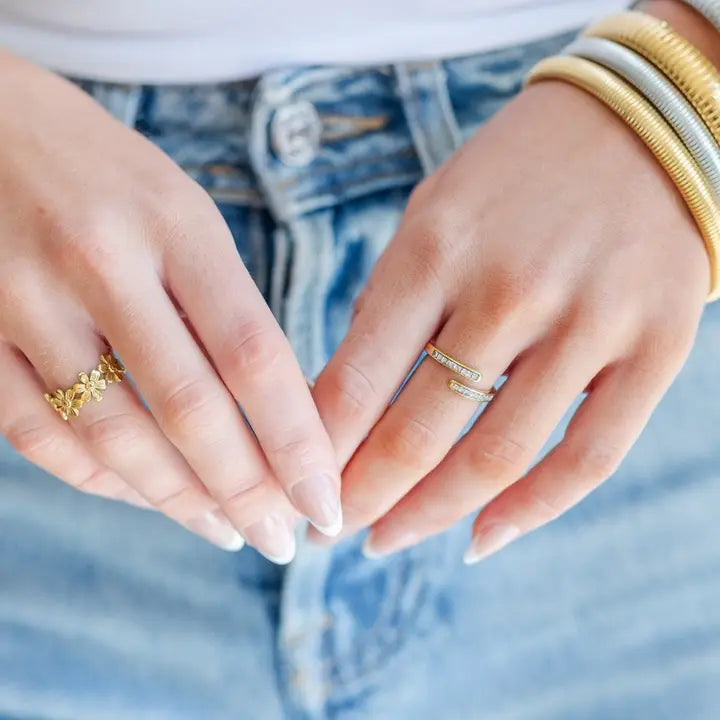 CZ Water-Resistant Adjustable Ring