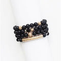 Set of 4 Black/Gold Bar Stretch Bracelets