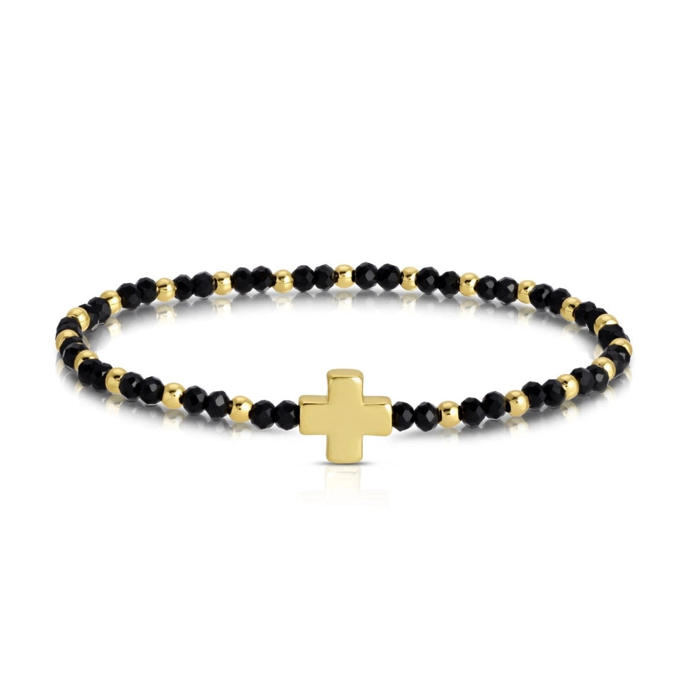 4mm Crystal Stretch Bracelets w/ Cross