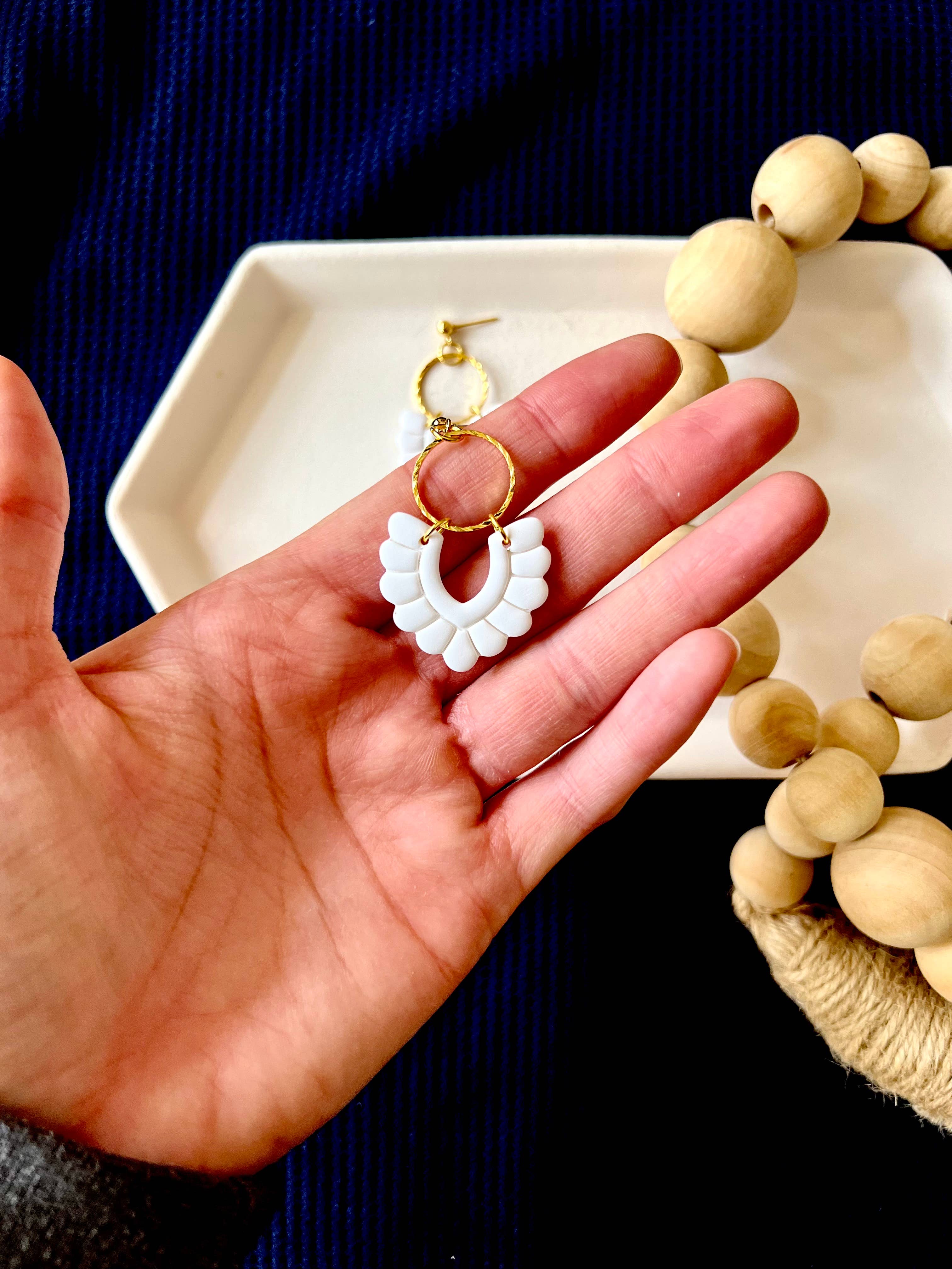 Scalloped Clay Earrings