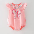 Pink Floral Bow Applique Outfit
